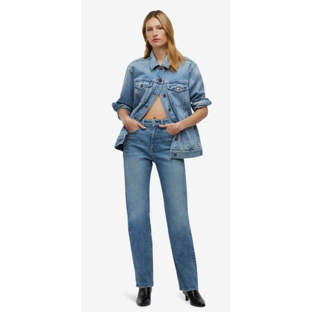 Madewell Women The 90's Straight Blue Denim Cotton Jeans in Rondell Wash Sz 29 P